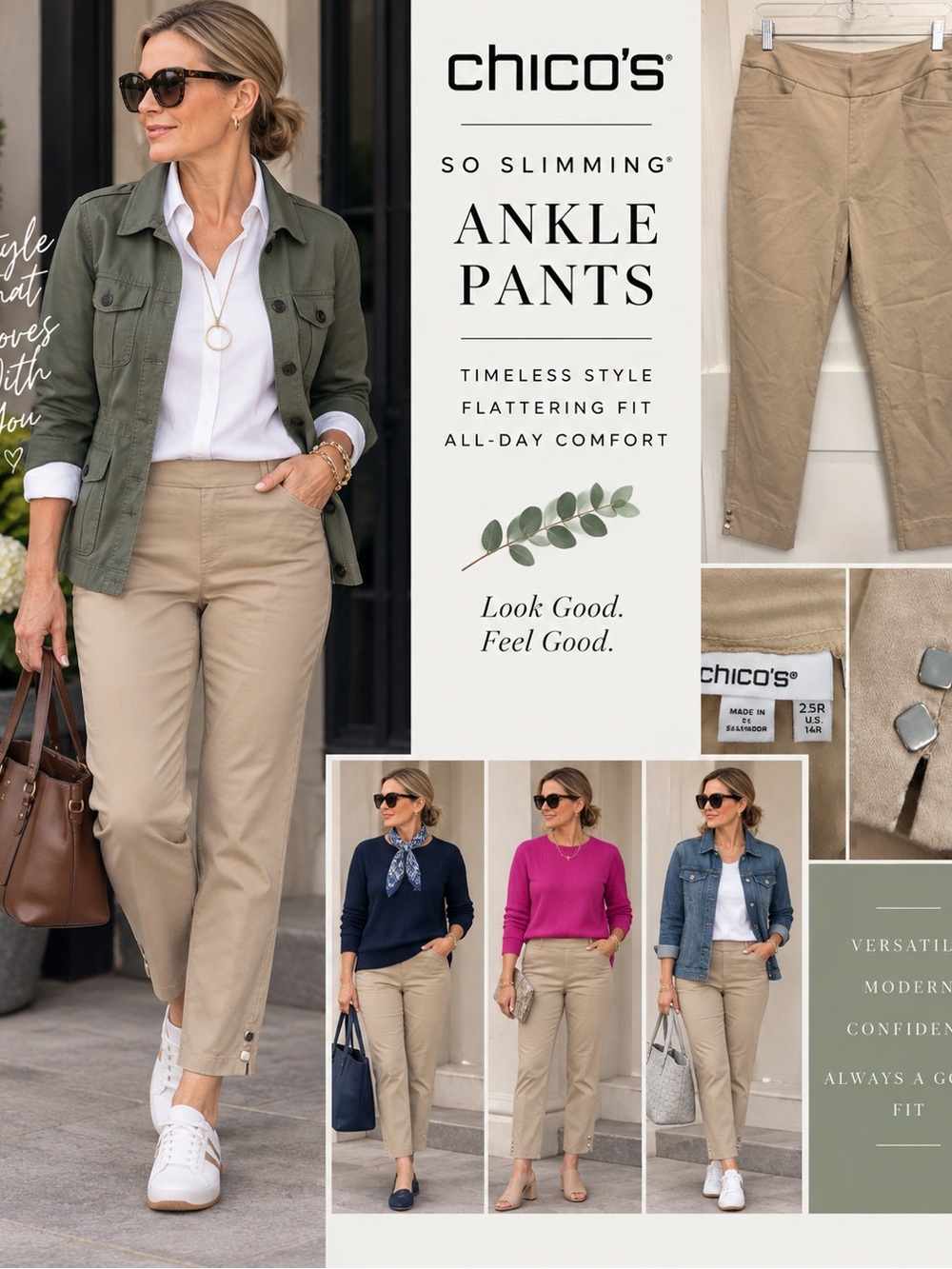 Chico's Khaki Cropped Ankle Pants